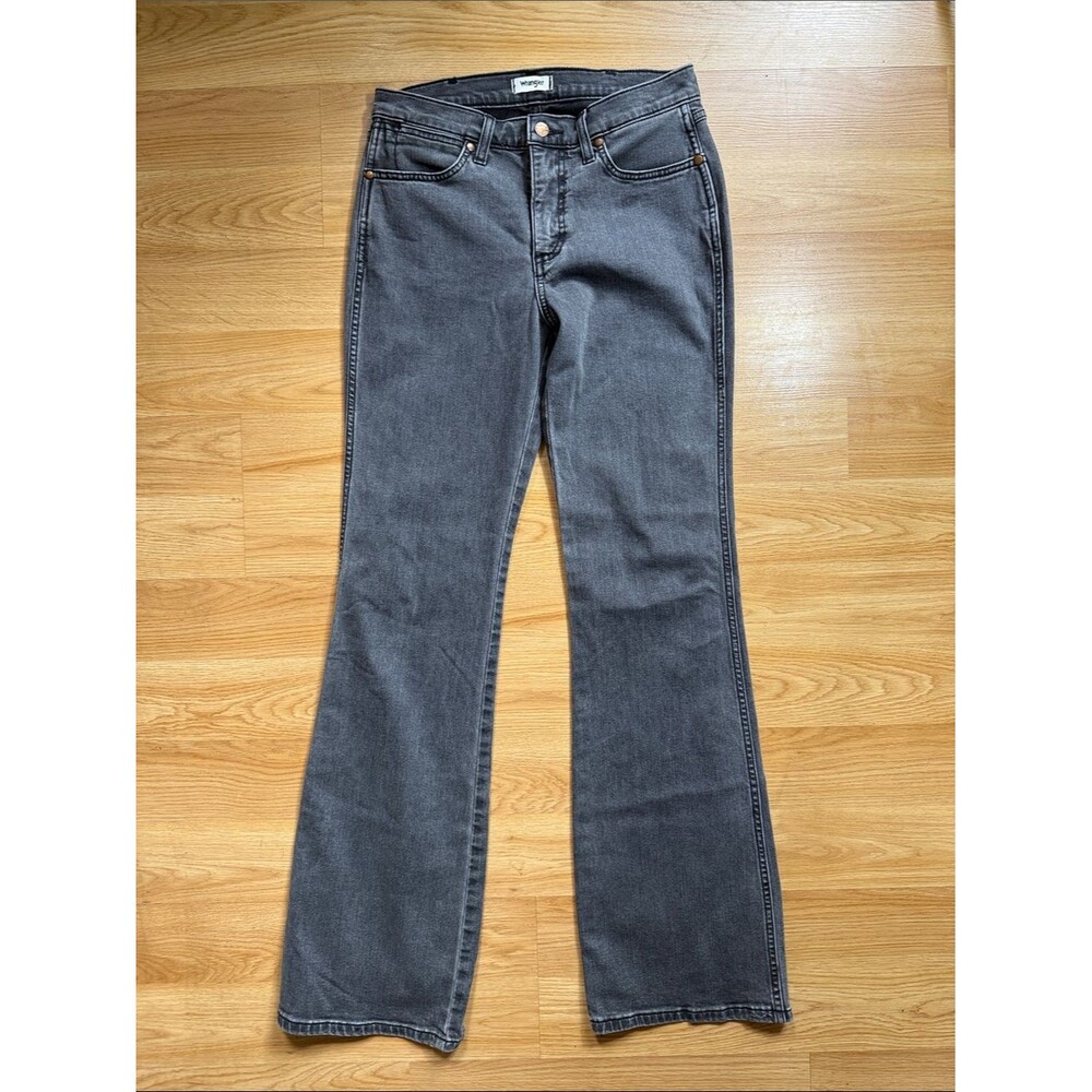 Wrangler Exaggerated Boot High-Rise Gray Black Bootcut Jeans Size 27